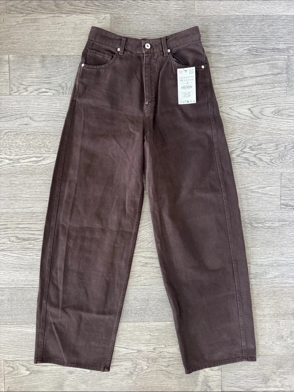 🌼Zara🌼 NWT Brown High-Rise Relaxed Wide Leg Jeans, Size 8 - Picture 1 of 8
